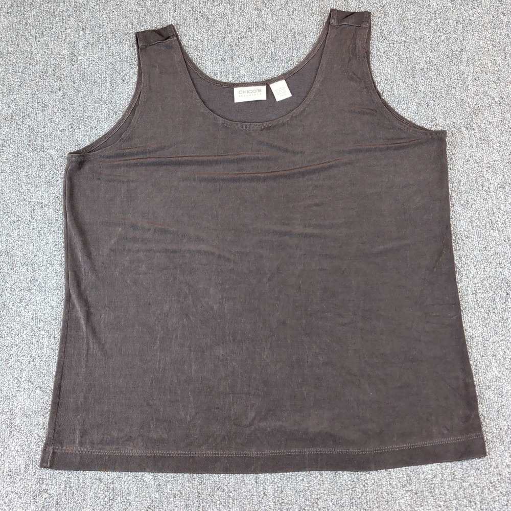 Chico's Travelers 90s Brown Quiet Luxury Minimalist Ribbed Tank Top Women Size 3